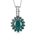 AA Grandidierit und Zirkon Halo Anhänger mit Kette in Silber