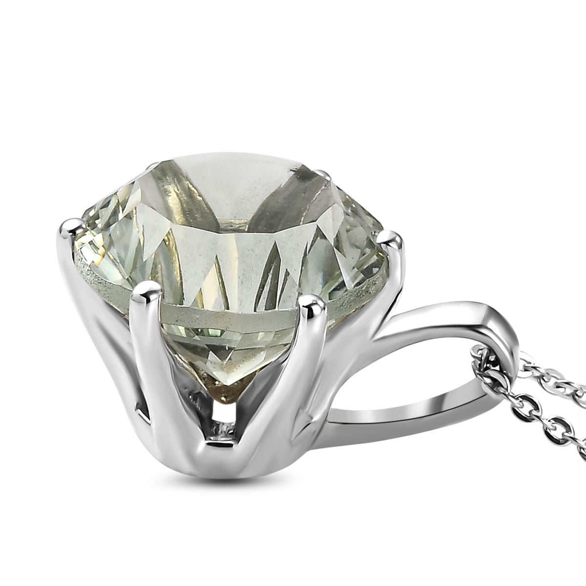 Prasiolith-Anhänger mit Kette, 925 Silber platiniert ca. 5,54 ct