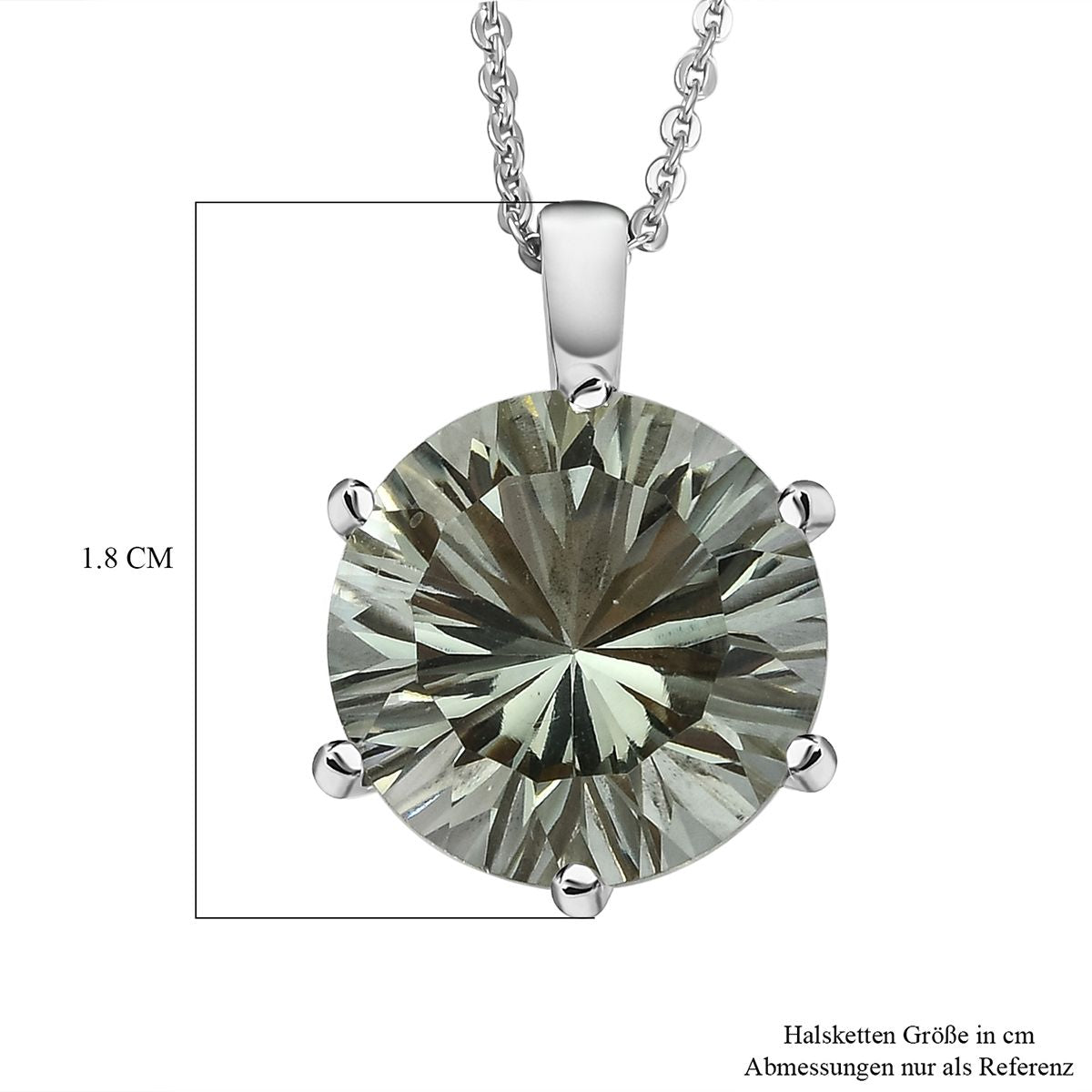 Prasiolith-Anhänger mit Kette, 925 Silber platiniert ca. 5,54 ct
