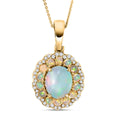 Natürlicher, äthiopischer Welo Opal-Anhänger mit Kette, 925 Silber Gelbgold Vermeil ca. 4.52 ct