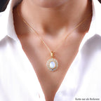 Natürlicher, äthiopischer Welo Opal-Anhänger mit Kette, 925 Silber Gelbgold Vermeil ca. 4.52 ct