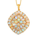 natürliche äthopischer Welo-Opal und Zirkon Cluster Anhänger mit Kette in Silber 9,01 Ct