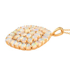 Natürlicher, äthiopischer Welo Opal und weißer Zirkon-Anhänger mit Kette, 925 Silber vergoldet ca. 9.01 ct