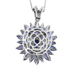 Tansanit-Anhänger mit Kette, 925 Silber platiniert ca. 7.73 ct
