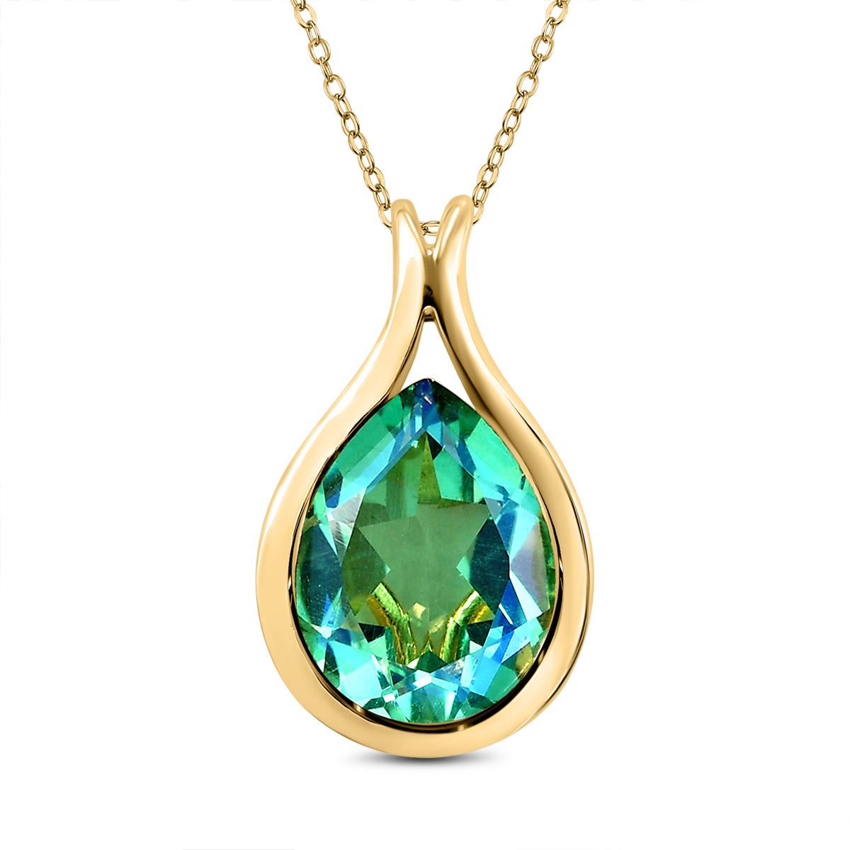 Pfau Triplett Quarz-Anhänger mit Kette, 925 Silber vergoldet ca. 4,67 ct