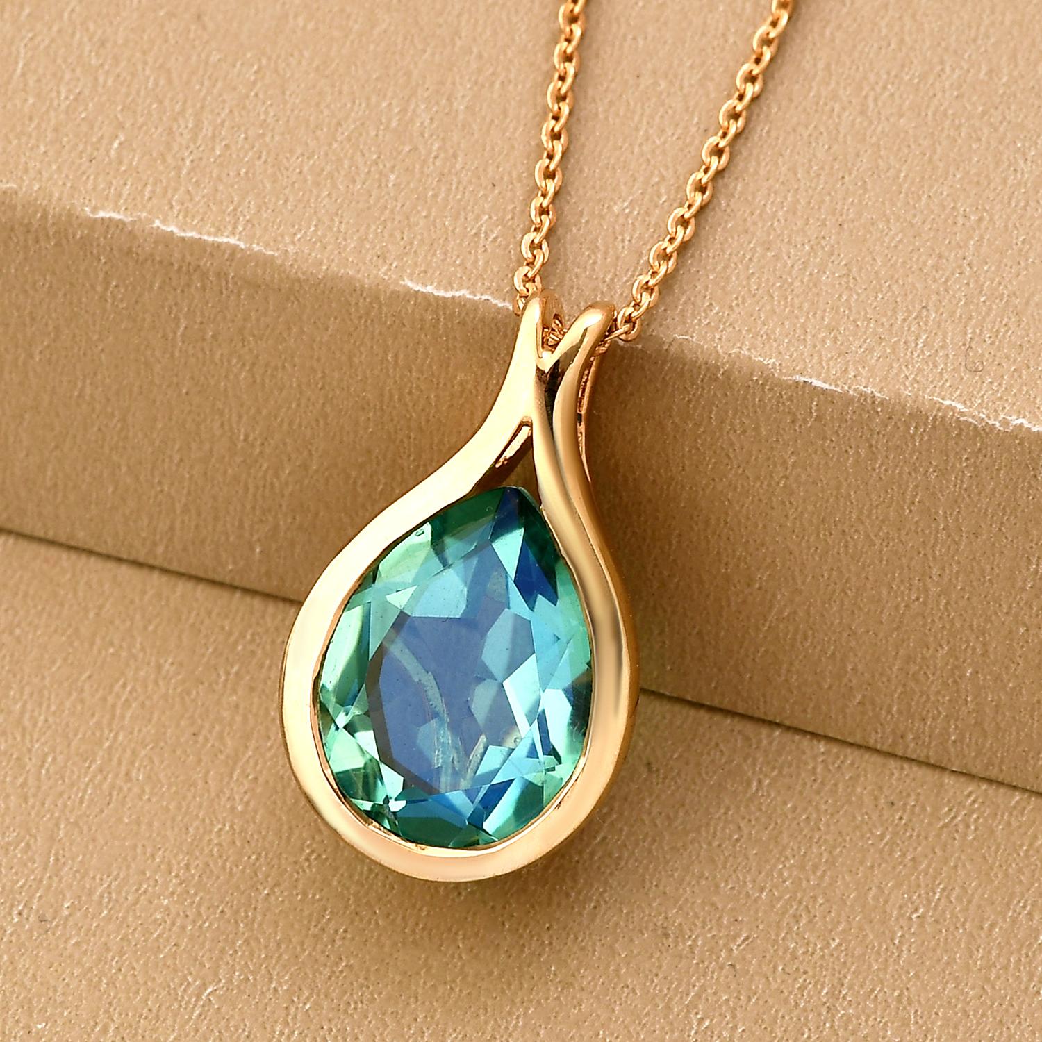 Pfau Triplett Quarz-Anhänger mit Kette, 925 Silber vergoldet ca. 4,67 ct