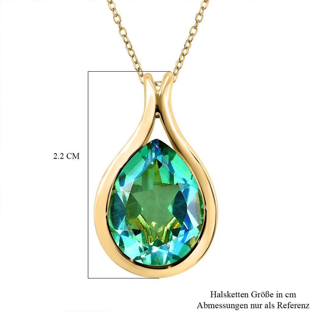 Pfau Triplett Quarz-Anhänger mit Kette, 925 Silber vergoldet ca. 4,67 ct