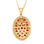 Salamanca Feueropal und weißer Zirkon-Anhänger mit Kette, 925 Silber Gelbgold Vermeil ca. 3.92 ct