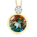 Aqua Terra Costa Quarz Triplett und Zirkon-Anhänger mit Kette, 925 Silber vergoldet, 6,79 ct.