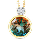 Aqua Terra Costa Quarz Triplett und weißer Zirkon-Anhänger mit Kette, 925 Silber vergoldet ca. 6.79 ct