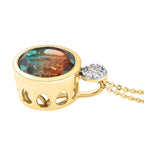 Aqua Terra Costa Quarz Triplett und weißer Zirkon-Anhänger mit Kette, 925 Silber vergoldet ca. 6.79 ct