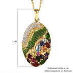 GP Italienische Garten Kollektion -  Mehrfarbiger Edelstein-Anhänger mit Kette, 925 Silber Gelbgold Vermeil ca. 4,46 ct