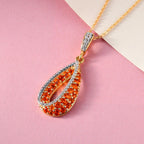 Salamanca Feueropal-Anhänger mit Kette, 925 Silber vergoldet ca. 0.70 ct