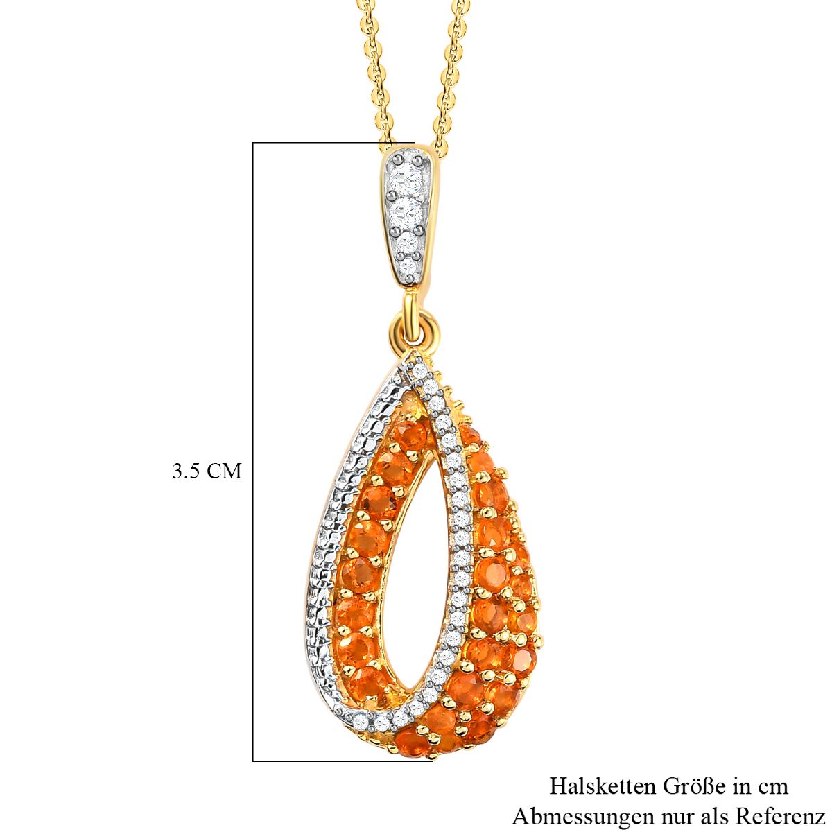 Salamanca Feueropal-Anhänger mit Kette, 925 Silber vergoldet ca. 0.70 ct