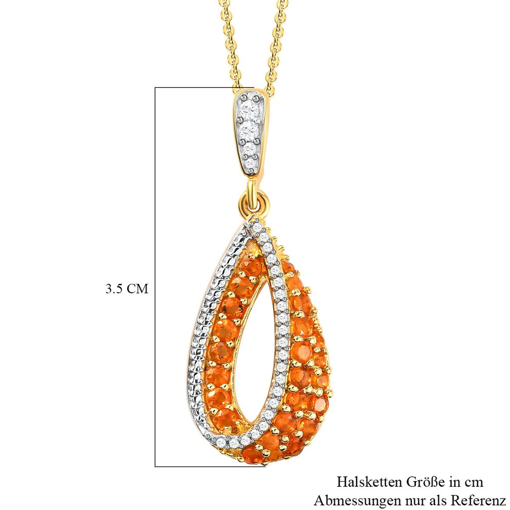 Salamanca Feueropal-Anhänger mit Kette, 925 Silber vergoldet ca. 0.70 ct