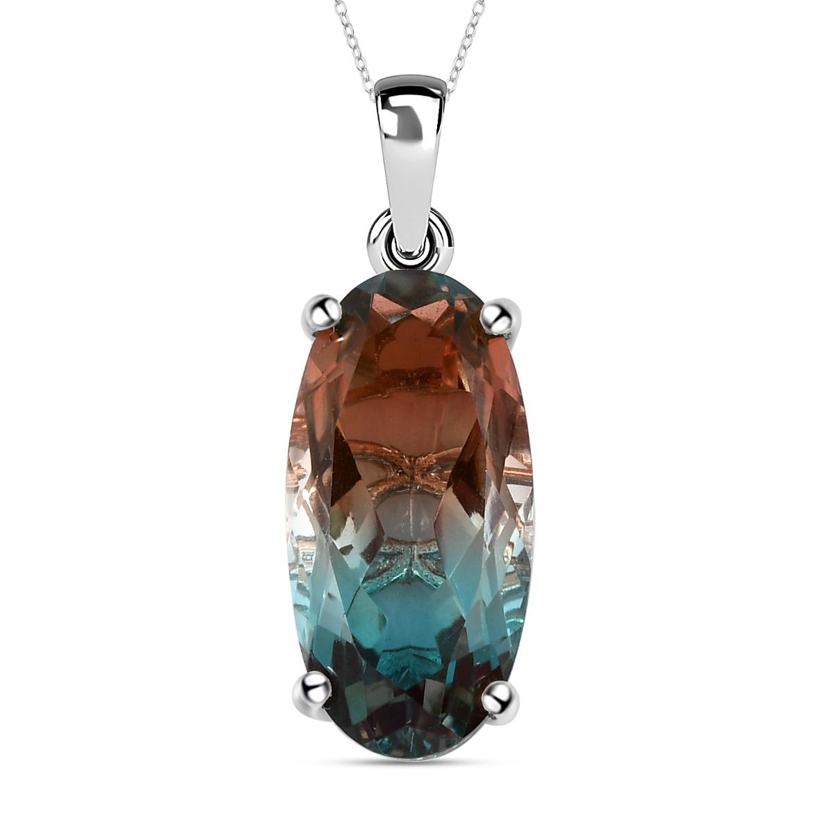 Aqua Terra Costa Quarz Triplett-Anhänger mit Kette, 925 Silber platiniert ca. 10.33 ct
