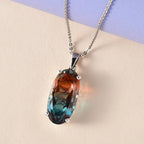 Aqua Terra Costa Quarz Triplett-Anhänger mit Kette, 925 Silber platiniert ca. 10.33 ct