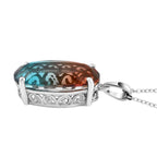 Aqua Terra Costa Quarz Triplett-Anhänger mit Kette, 925 Silber platiniert ca. 10.33 ct