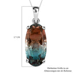 Aqua Terra Costa Quarz Triplett-Anhänger mit Kette, 925 Silber platiniert ca. 10.33 ct
