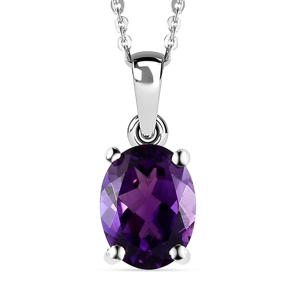 AAA Natürlicher, marokkanischer Amethyst-Anhänger mit Kette, 925 Silber platiniert ca. 1,77 ct
