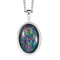Boulder Opal Triplett-Solitär-Anhänger mit Kette, 925 Silber platiniert, 3,39 ct.