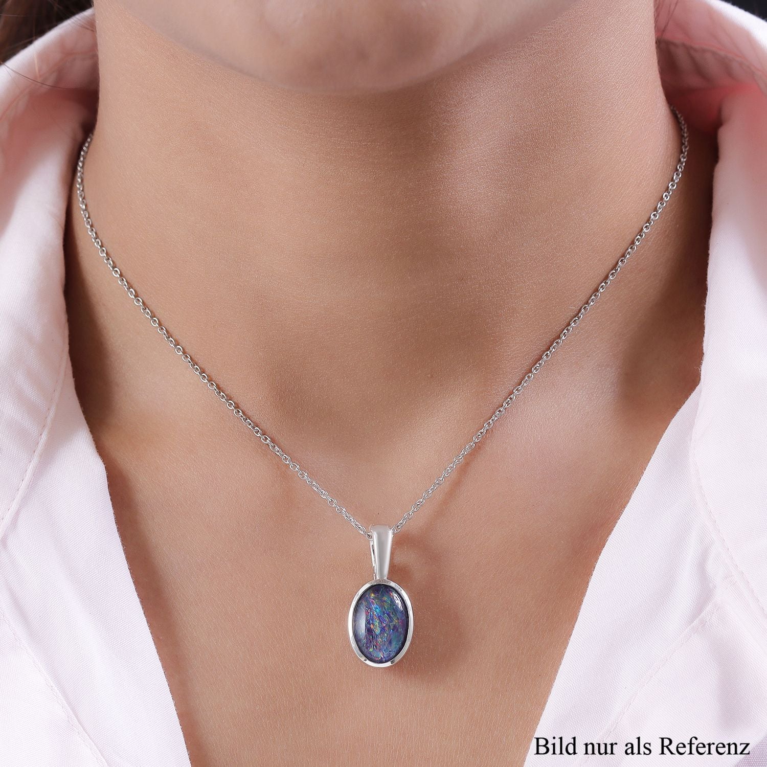 Boulder Opal Triplett-Anhänger mit Kette, 925 Silber platiniert ca. 3,39 ct