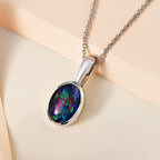 Boulder Opal Triplett-Anhänger mit Kette, 925 Silber platiniert ca. 3,39 ct