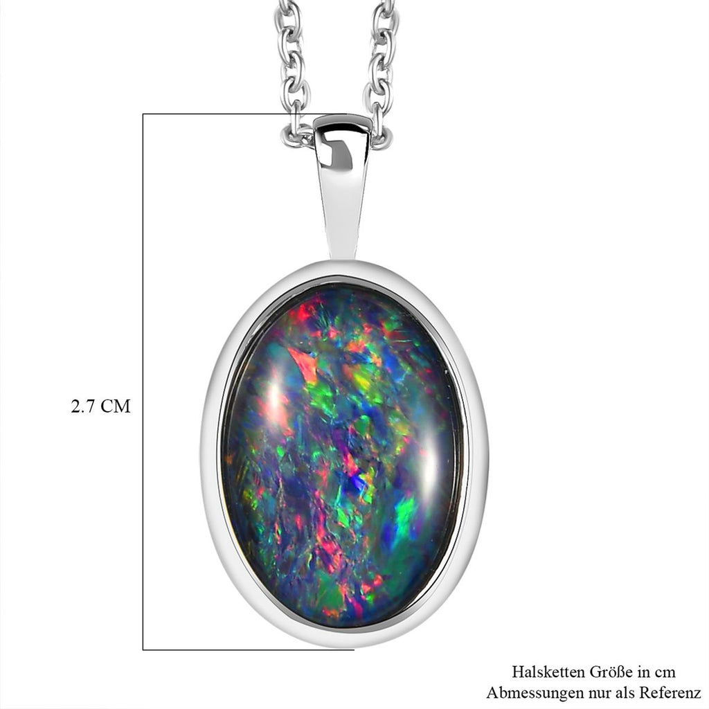 Boulder Opal Triplett-Anhänger mit Kette, 925 Silber platiniert ca. 3,39 ct