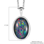 Boulder Opal Triplett-Anhänger mit Kette, 925 Silber platiniert ca. 3,39 ct