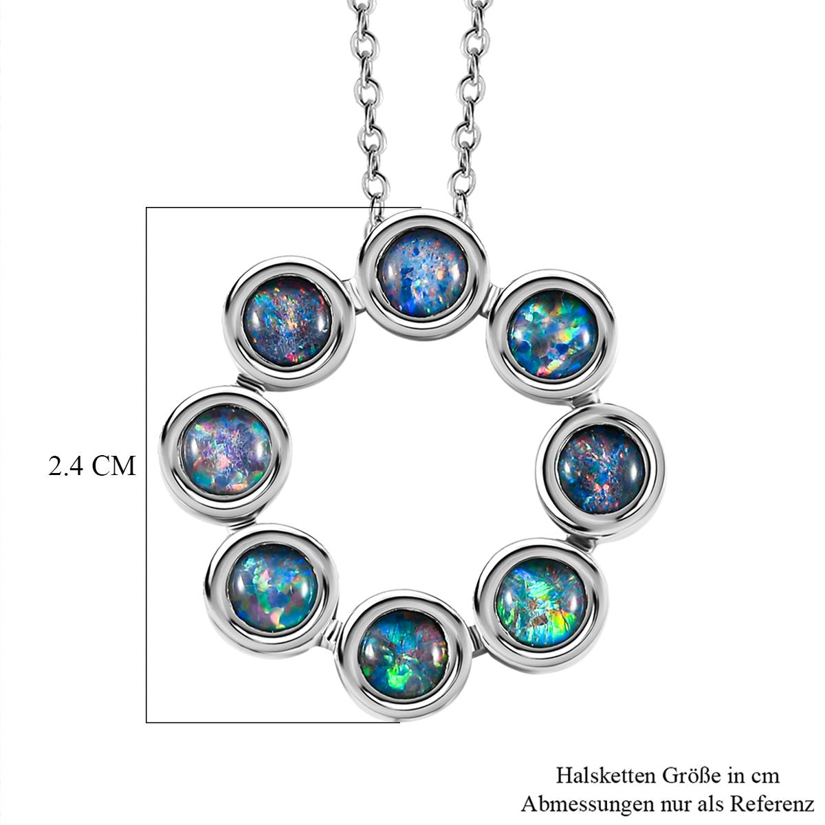 Boulder Opal Triplett-Anhänger mit Kette, 925 Silber platiniert ca. 1.87 ct