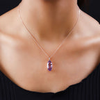 Rose de France Amethyst Anhänger mit Kette, 925 Silber rosévergoldet ca. 8.49 ct