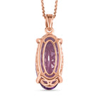 Rose de France Amethyst Anhänger mit Kette, 925 Silber rosévergoldet ca. 8.49 ct