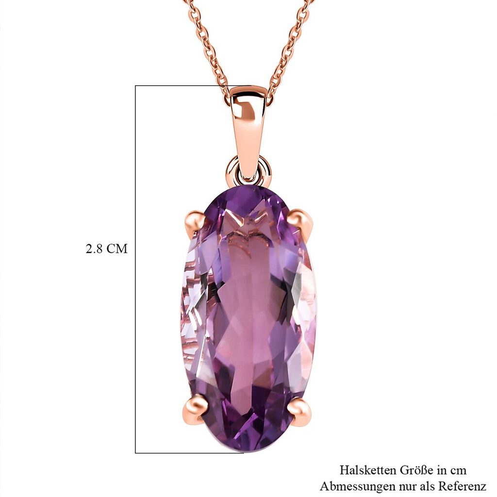 Rose de France Amethyst Anhänger mit Kette, 925 Silber rosévergoldet ca. 8.49 ct