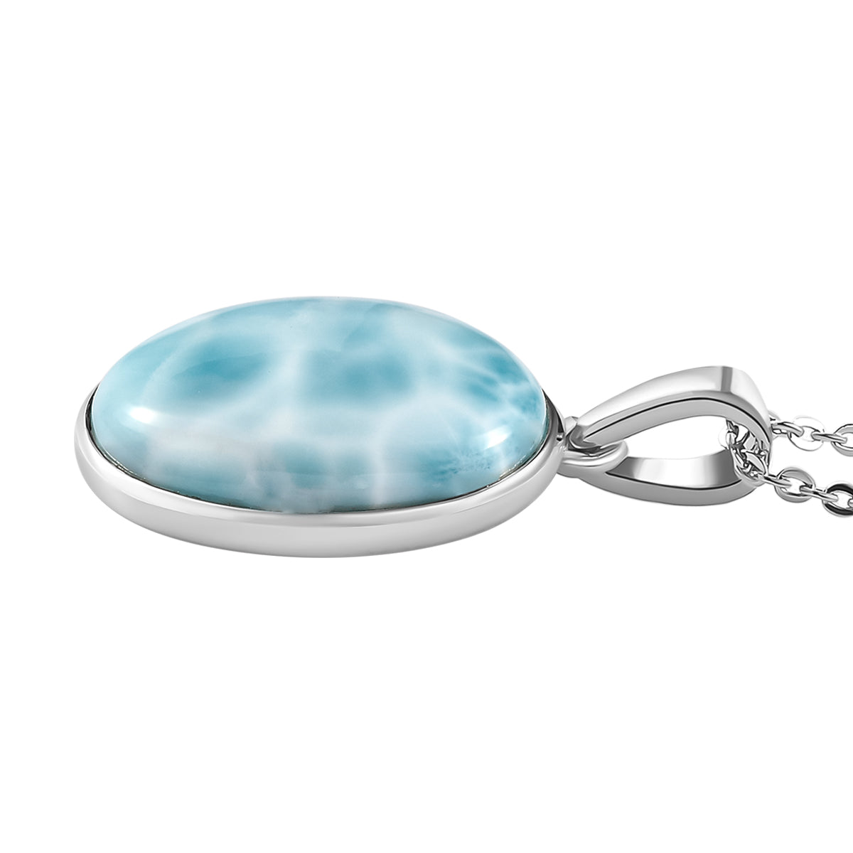Larimar Anhänger mit Kette, 925 Silber platiniert ca. 28.65 ct