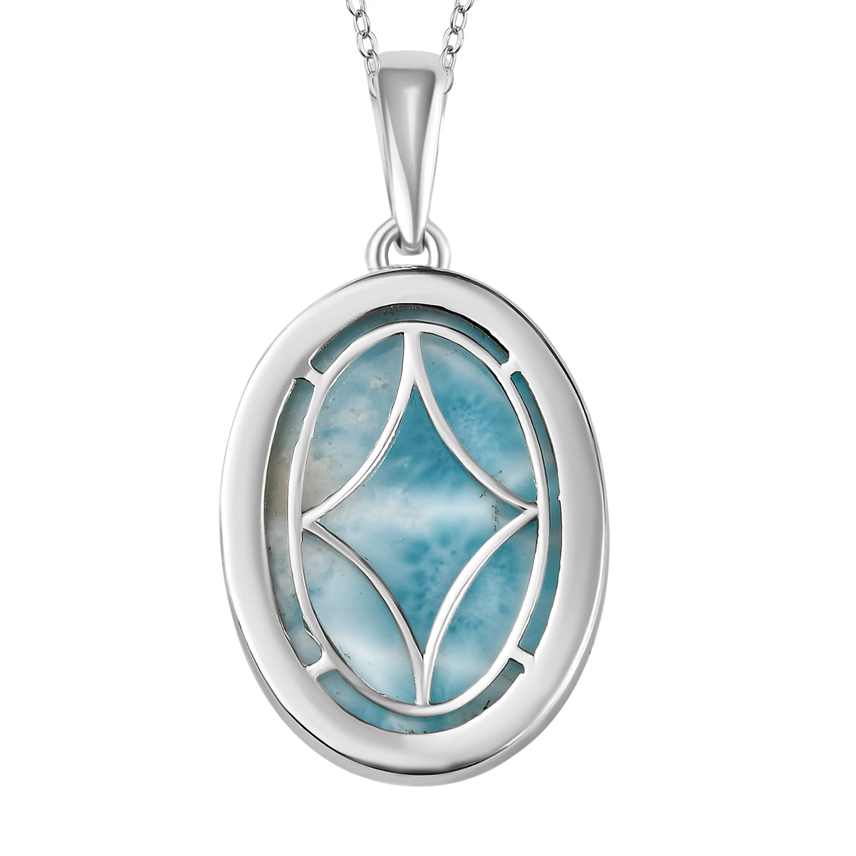 Larimar Anhänger mit Kette, 925 Silber platiniert ca. 28.65 ct