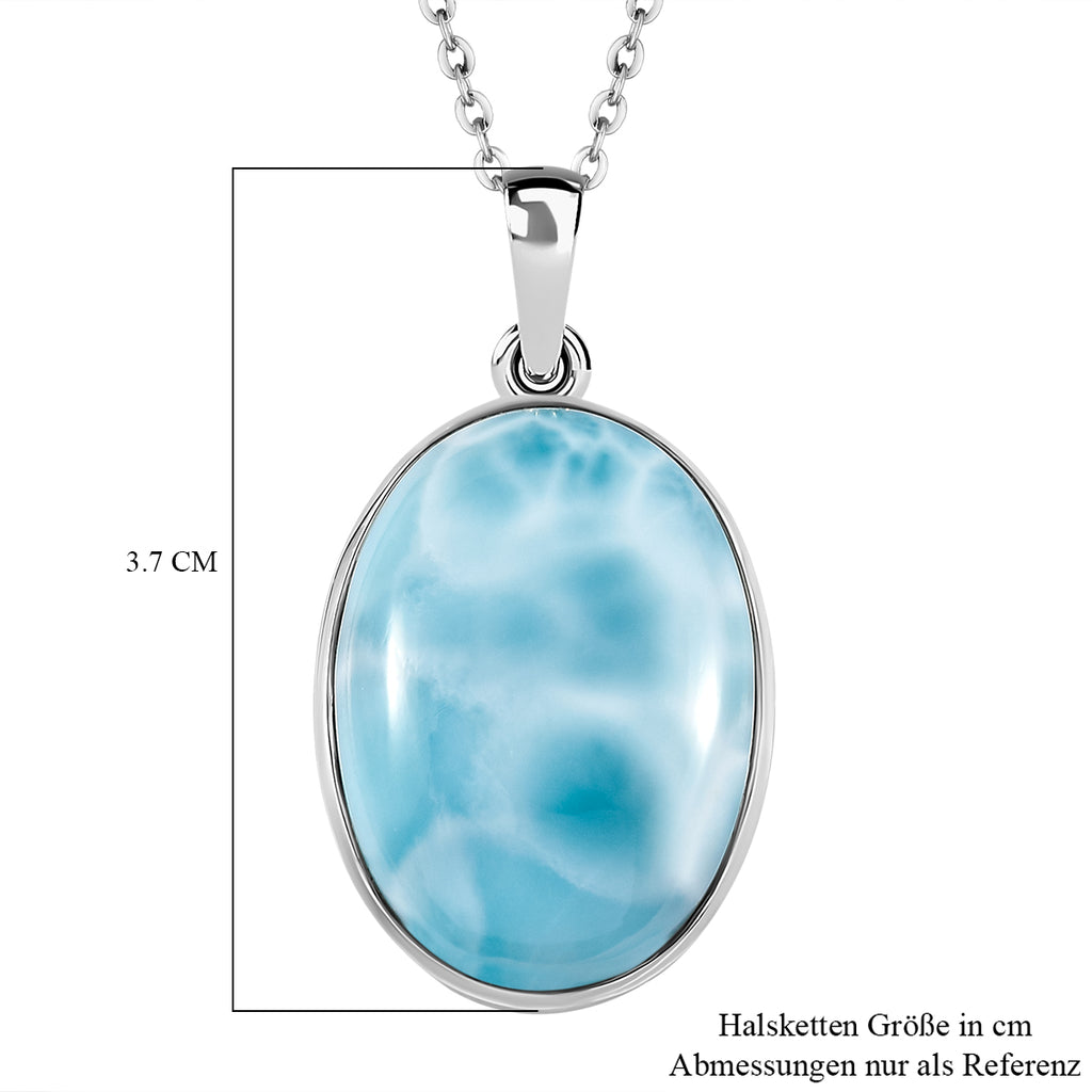 Larimar Anhänger mit Kette, 925 Silber platiniert ca. 28.65 ct