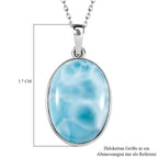 Larimar Anhänger mit Kette, 925 Silber platiniert ca. 28.65 ct