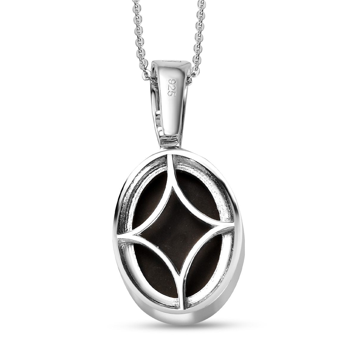 Kanadische Ammolit Anhänger mit Kette, 925 Silber, platiniert, ca. 7.30 ct