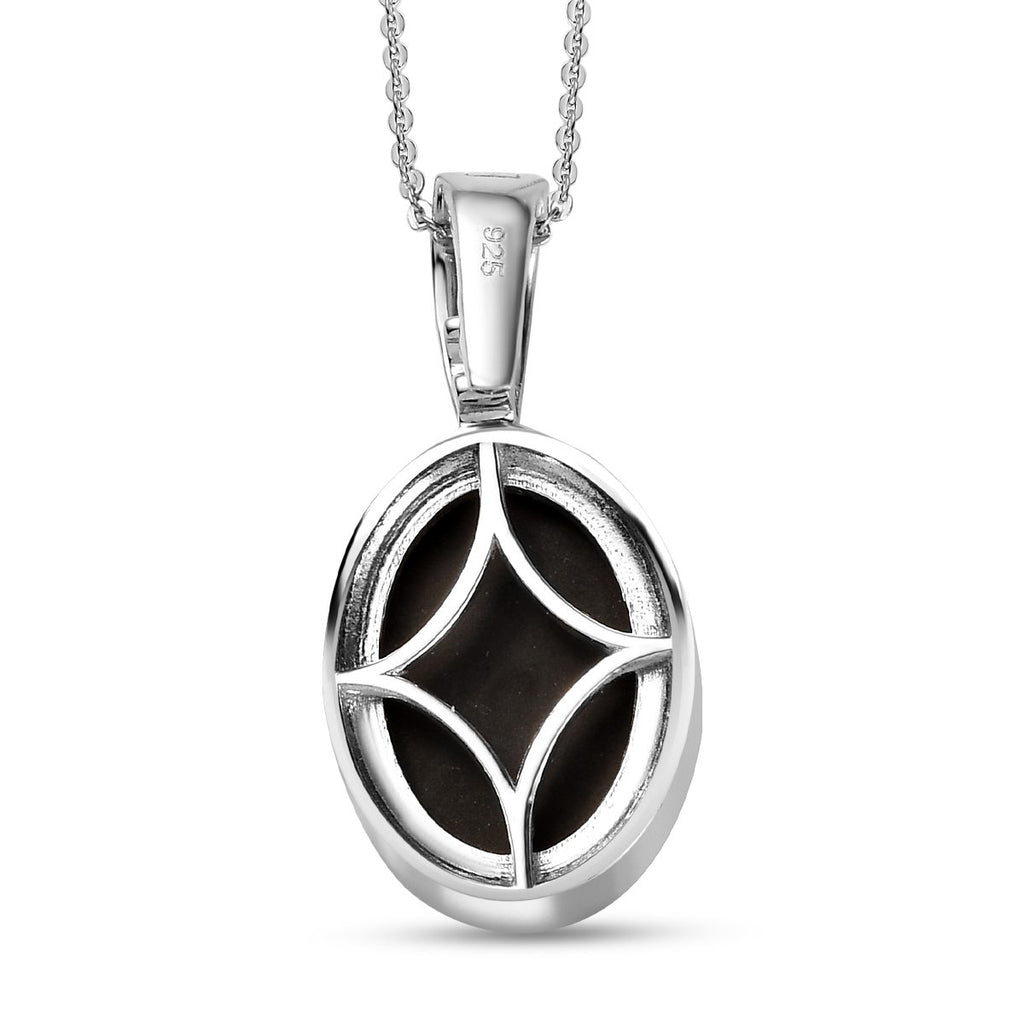 Kanadische Ammolit Anhänger mit Kette, 925 Silber, platiniert, ca. 7.30 ct