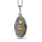 Feuer Labradorit-Anhänger mit Kette, 925 Silber platiniert ca. 9.37 ct