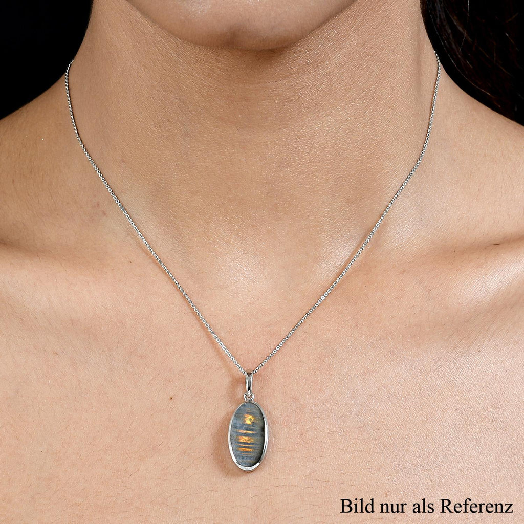 Feuer Labradorit-Anhänger mit Kette, 925 Silber platiniert ca. 9.37 ct