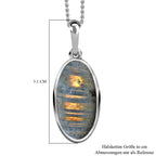 Feuer Labradorit-Anhänger mit Kette, 925 Silber platiniert ca. 9.37 ct