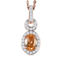 AA Ceylon kaiserlicher Granat und weißer Zirkon-Anhänger mit Kette, 925 Silber rosévergoldet ca. 1.27 ct