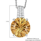 Hanabi Schliff - Citrin und weißer Zirkon-Anhänger mit Kette, 925 Silber platiniert ca. 6.70 ct