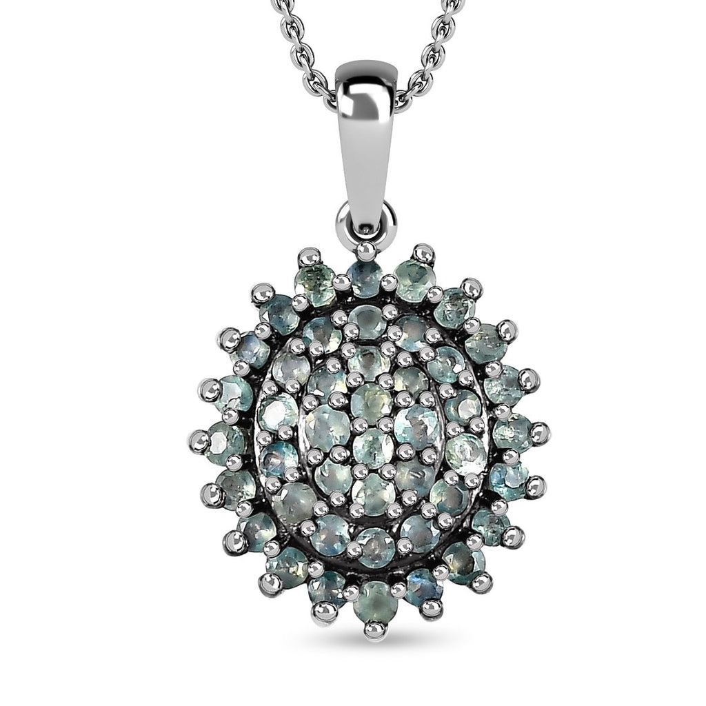 Alexandrit Anhänger mit Kette, 925 Silber platiniert ca. 0.69 ct