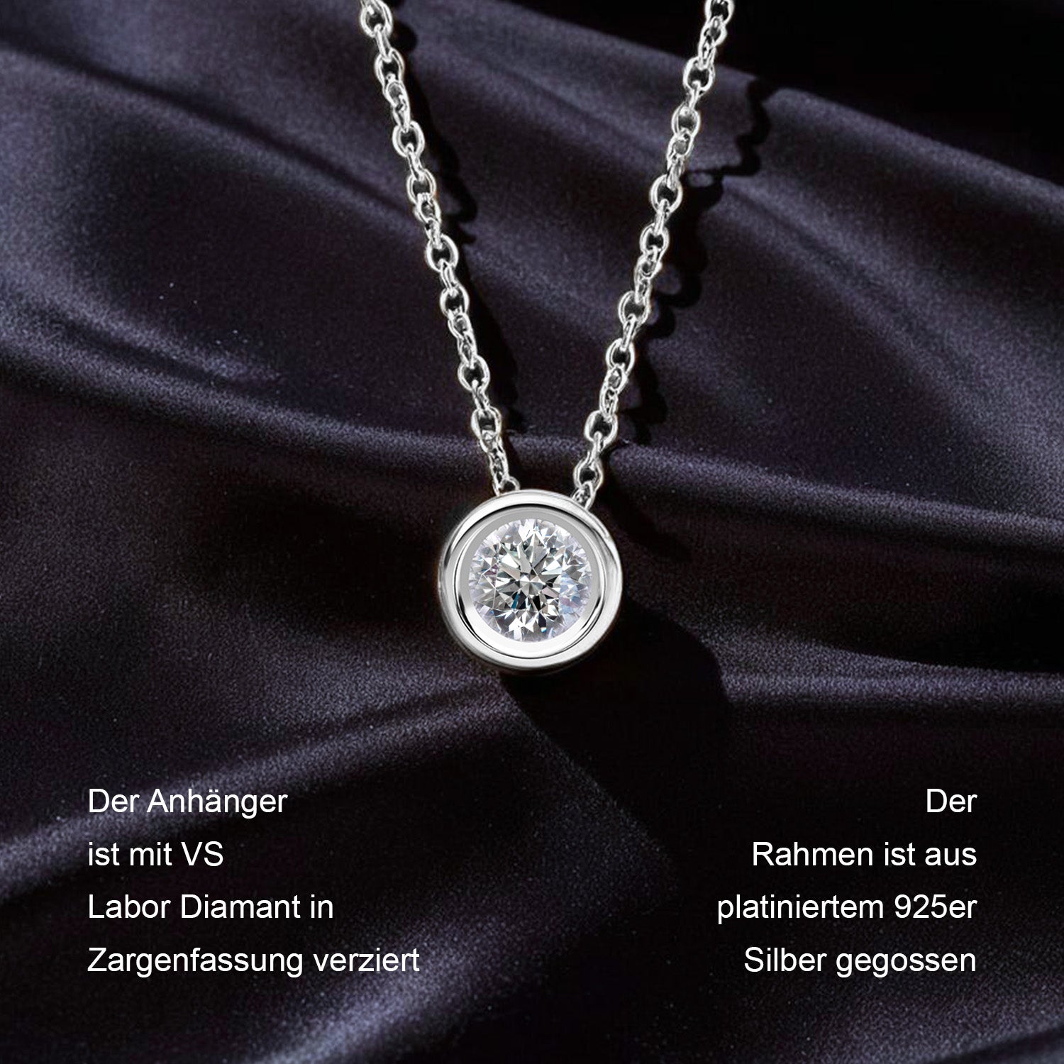 Luxuriant Diamond Trio: Labor Diamant Anhänger mit 50cm Kette Armband & Ohrringe 925 Silber platiniert