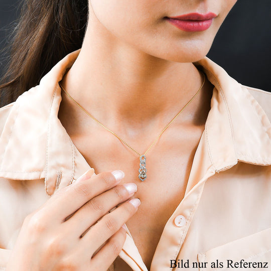 AAA Turkizit und weißer Zirkon-Anhänger mit Kette, 925 Silber Gelbgold Vermeil ca. 1.12 ct