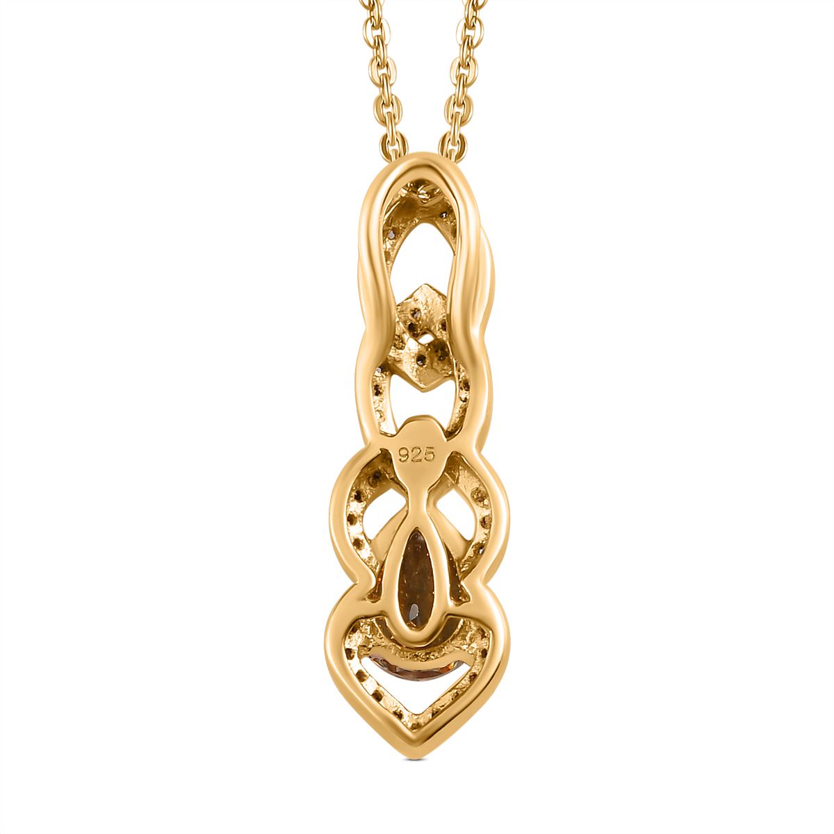 AAA Turkizit und weißer Zirkon-Anhänger mit Kette, 925 Silber Gelbgold Vermeil ca. 1.12 ct