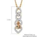 AAA Turkizit und weißer Zirkon-Anhänger mit Kette, 925 Silber Gelbgold Vermeil ca. 1.12 ct