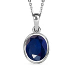 Masoala Saphir (Fissure gefüllt)-Anhänger mit Kette, 925 Silber platiniert ca. 4.99 ct